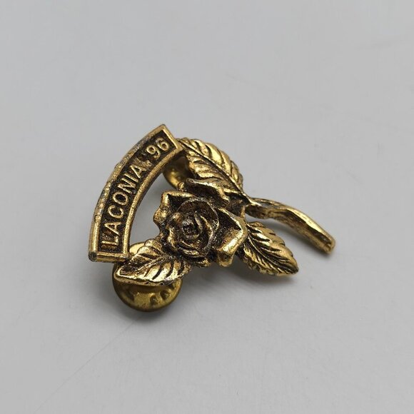 Vintage Laconia 96 Rose Pin Brooch Gold Tone - Picture 2 of 4